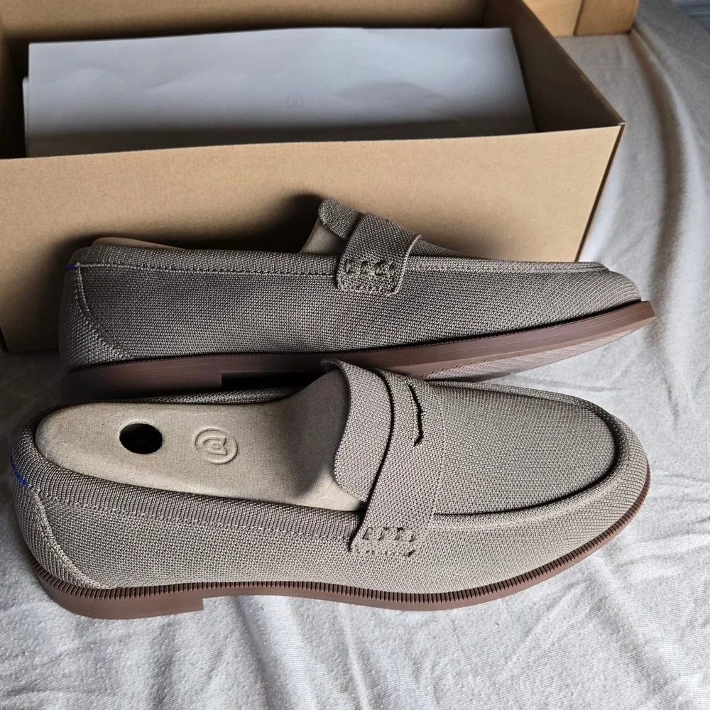 Rothys The Penny Loafer Mens 11.5 Portobello Washable Knit Shoes